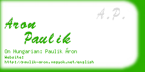aron paulik business card