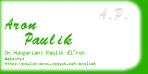 aron paulik business card